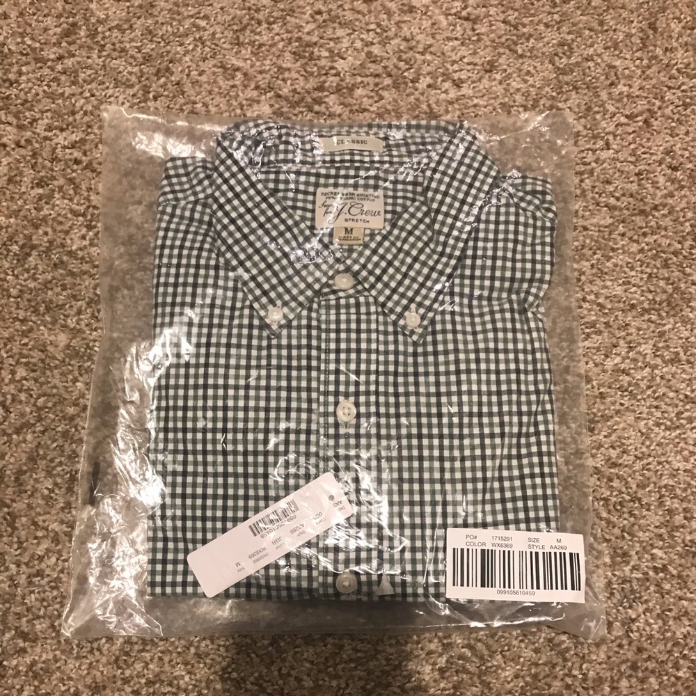 NWT Green and White J. Crew Dress Shirt - Picture 1 of 5